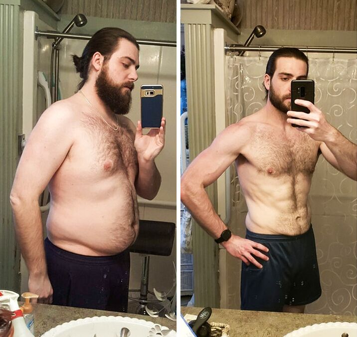 Abslim man before and after applying